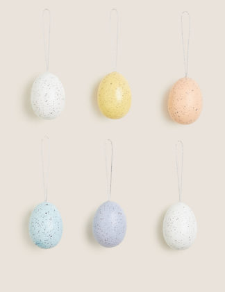 An Image of M&S 6 Pack Hanging Speckled Egg Decorations