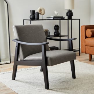An Image of Merrick Distressed Faux Leather Armchair Grey
