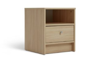 An Image of Argos Home Malibu 1 Drawer Bedside Table - Beech Effect