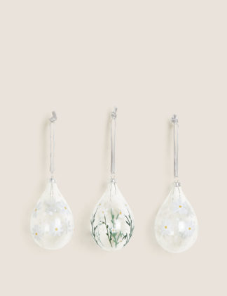 An Image of M&S 3 Pack Glass Daisy Egg Decorations