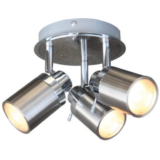 An Image of Lucina 3 Plate Bathroom Spotlight - Brushed Chrome