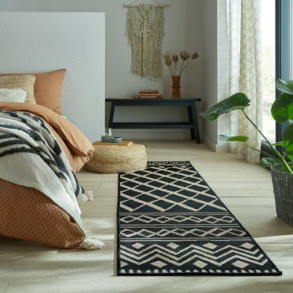 b14784a7efe80e640ed2da9718afaf8a77b8aee669da7b56dc21d5d9705e94a5.jpg An Image of Souk Indoor Outdoor Black Runner Souk Black and Beige