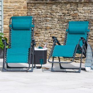 An Image of Helsinki Set of 2 Teal Zero Gravity Loungers Teal