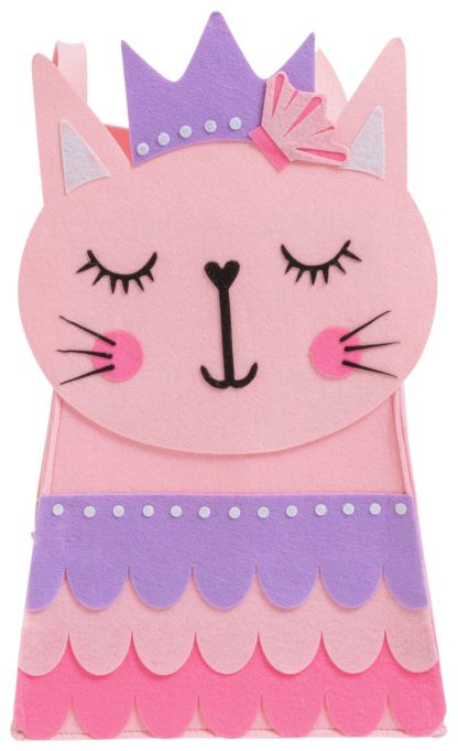 An Image of Argos Home Cat Princess Felt Kids Storage Bag - Pink