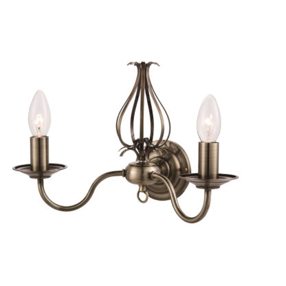 An Image of Piper 2 Light Antique Brass Wall Light