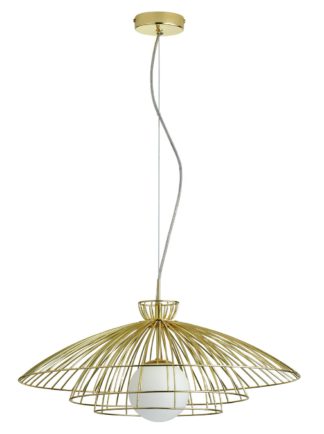 An Image of Habitat Kiso Opal 3 Tier Pendant Shade - Brass