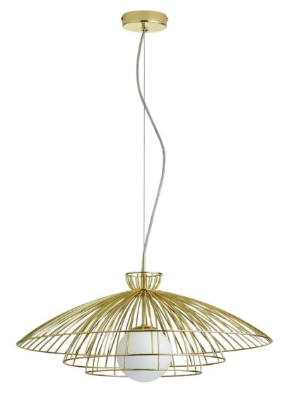 An Image of Habitat Kiso Opal 3 Tier Pendant Shade - Brass