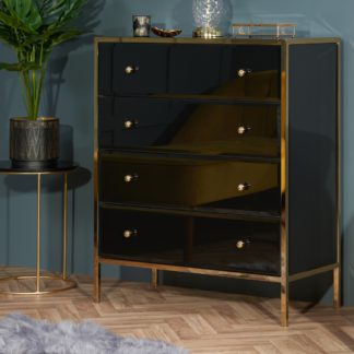 An Image of Fenwick Black and Gold 4 Drawer Chest