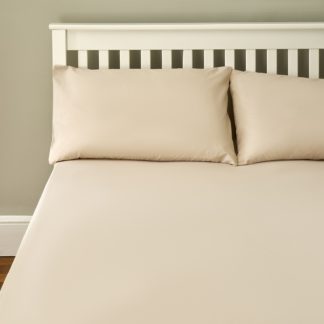 An Image of The Willow Manor Easy Care Percale Double Fitted Sheet - Linen