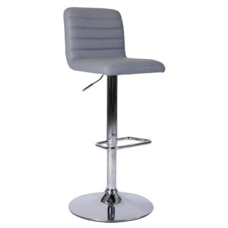 An Image of Chet Height Adjustable Faux Leather Bar Stool - Grey
