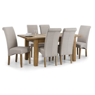 An Image of Astoria Dining Table and 6 Rio Chairs Set Mid Oak (Brown)