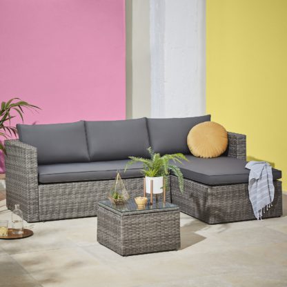 An Image of Homebase Alexandria 4 Seater Garden Corner Sofa - Grey