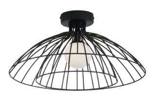 An Image of Habitat Kiso 2 Tier Opal Flush to Ceiling Light - Black