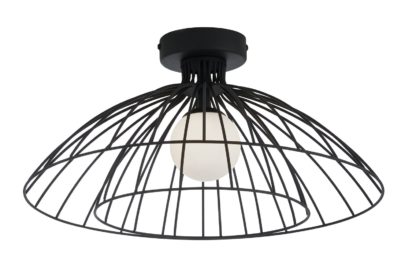 e27d554bcfbc032dcb040127e8230ce033410740e2059af4102d0f6bb556e975.jpg An Image of Habitat Kiso 2 Tier Opal Flush to Ceiling Light - Black