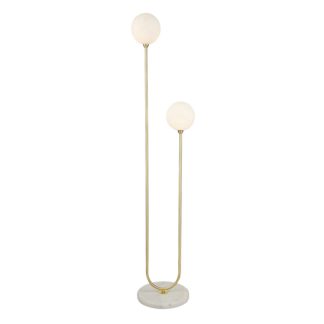 An Image of Delta Marble Floor Light - Brass & Opal