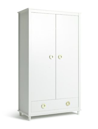 An Image of Habitat Bardot 2 Door 1 Drawer Wardrobe - White