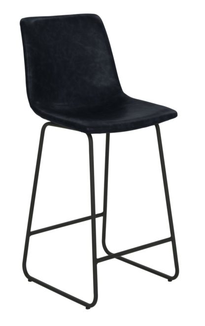 An Image of Habitat Joey Faux Leather Bar Stool - Black