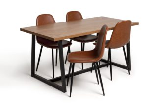 An Image of Habitat Nomad Wood Dining Table & 4 Beni Tan Chairs