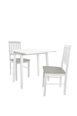 An Image of Argos Home Kendal Solid Wood Extending Table & 2 White Chair