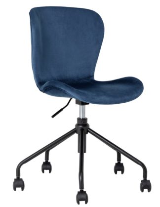 An Image of Habitat Etta Velvet Office Chair - Blue
