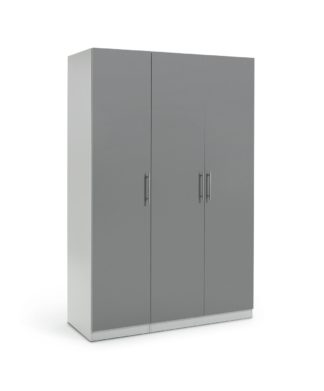 An Image of Habitat Munich 3 Door Wardrobe - Grey Gloss