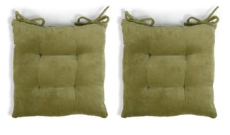 An Image of Habitat Citrine Pack of 2 Seat Cushions - Olive Green