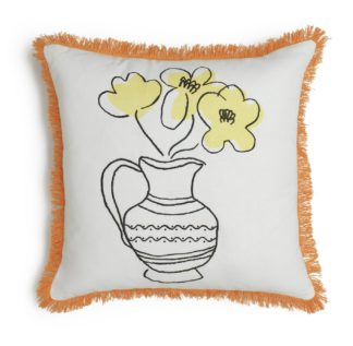 An Image of Habitat Sunflower Cushion - Orange - 43x43cm