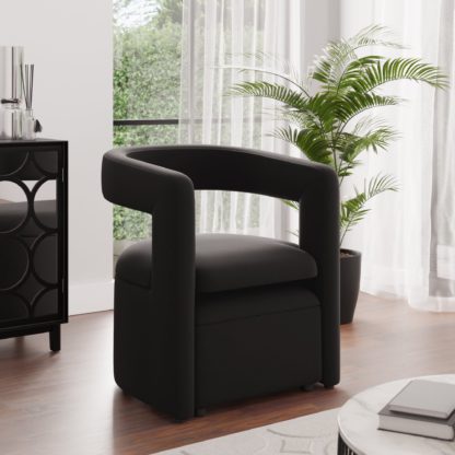 13ddd35086a8ae00cb043037eddb58b91daf9d8aa7aafbbf2e588552ff01840a.jpg An Image of Tallie Velvet Chair Black