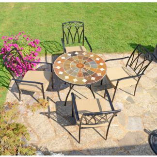 An Image of Granada Table with 4 Ascot Chairs Set MultiColoured