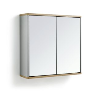 An Image of Habitat Freja 2 Door Mirrored Cabinet - Grey