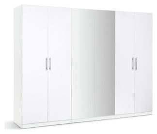 An Image of Habitat Munich 6 Door Wardrobe - White Gloss