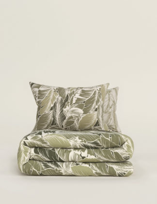 An Image of M&S Cotton Rich Botanical Palm Bedding Set