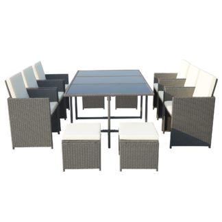 An Image of Cannes Grey 10 Seater Cube Set Grey