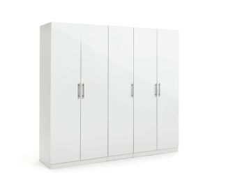 An Image of Habitat Munich 5 Door Wardrobe - White Gloss