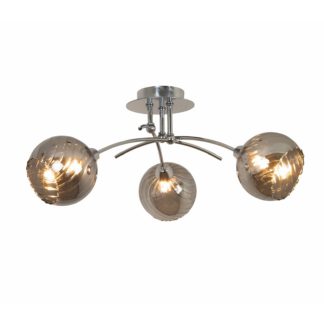 An Image of Connie 3 Light Fitting - Chrome and Smoke Glass