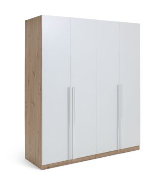 An Image of Habitat Munich 4 Door 3 Drawer Wardrobe - White & Oak