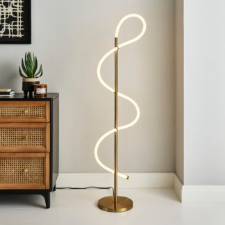 An Image of Flexi Integrated LED Dimmable Floor Lamp Gold