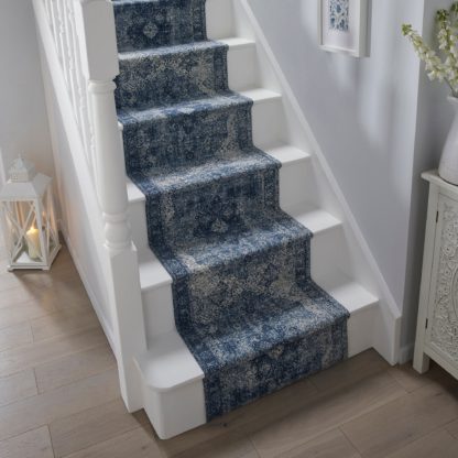 An Image of Mila Traditional Stair Runner Mila Denim