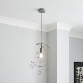 An Image of Moon Stars 1 Light Pendant Ceiling Fitting Grey