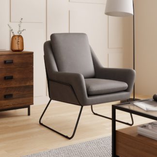 An Image of Ferne II Faux Leather Grey Chair Grey