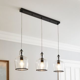 An Image of Lenny 3 Light Black Diner Ceiling Fitting Black