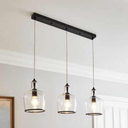 2a60c9dae1d24ed975ef2f05402cc3fdf3b61dfb1217d7cb8b43b6e1258c822b.jpg An Image of Lenny 3 Light Black Diner Ceiling Fitting Black