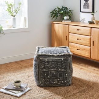 An Image of Santiago Grey Pouffe Charcoal