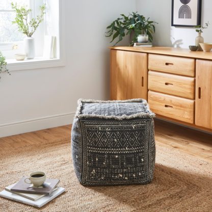 An Image of Santiago Grey Pouffe Charcoal