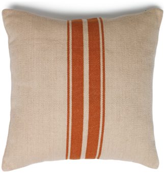 An Image of Habitat Stripe Woven Cushion - Cream & Terracotta - 43x43cm
