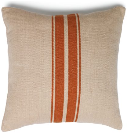 An Image of Habitat Stripe Woven Cushion - Cream & Terracotta - 43x43cm