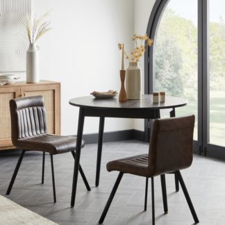 An Image of Felix Set of 2 PU Leather Dining Chairs Brown