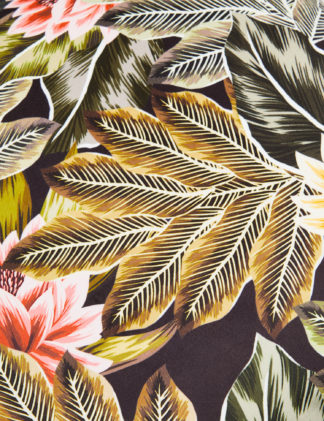 An Image of M&S Velvet Tropical Print Cushion