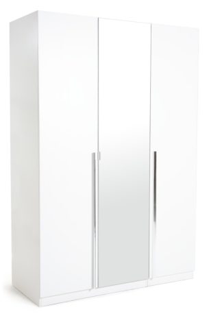 An Image of Habitat Munich 3 Door Mirror Wardrobe - White