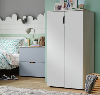 An Image of Habitat Kids Pod 2 Piece 2 Door Wardrobe Set - White & Grey